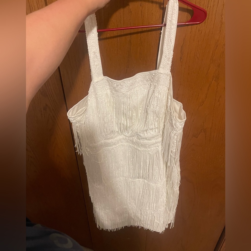 White Fringe Dress